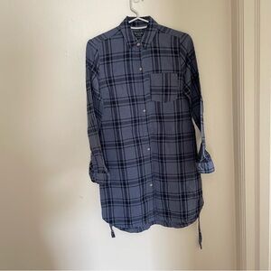 Blue Plaid Shirt Dress